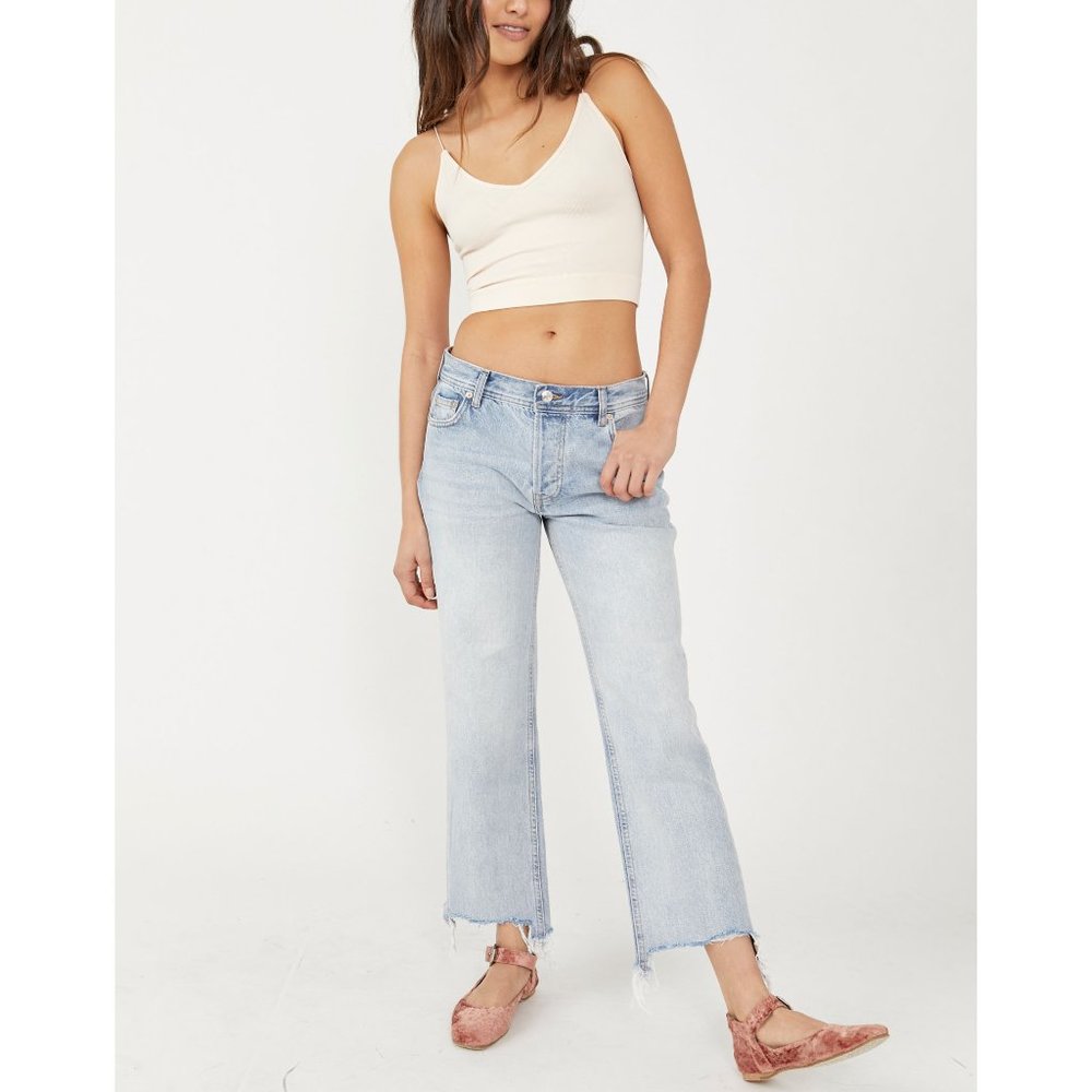 NWT Free People Maggie Mid-Rise Straight Leg Jeans / Fade Out